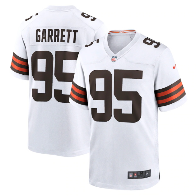 mens nike myles garrett white cleveland browns away game jersey